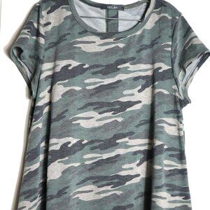 Coin 1804 Los Angeles Green Camo Tunic Top Dress Womens XL Button Back